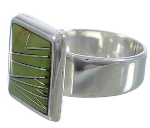 Well-Built Sterling Silver Turquoise Inlay Ring Size 6-1/2 WX40069
